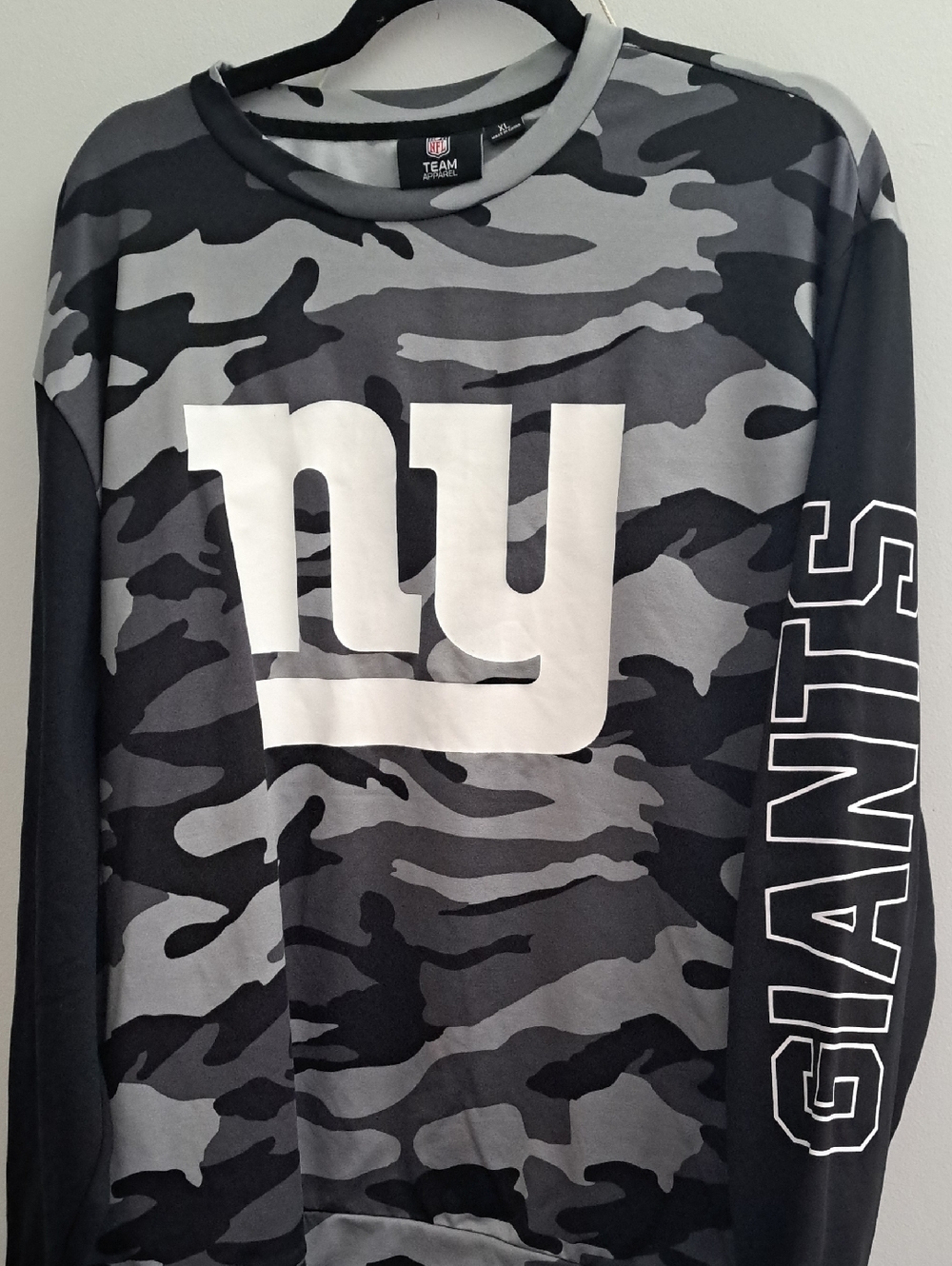 NY Giants Camo Long Sleeve Crewneck - Gray/Black NFL XL